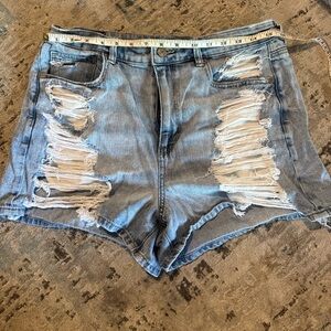 American Eagle Outfitters Light Blue Ripped Denim Shorts